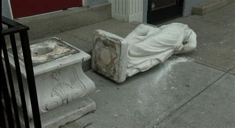 Statue knocked down for second time in three months